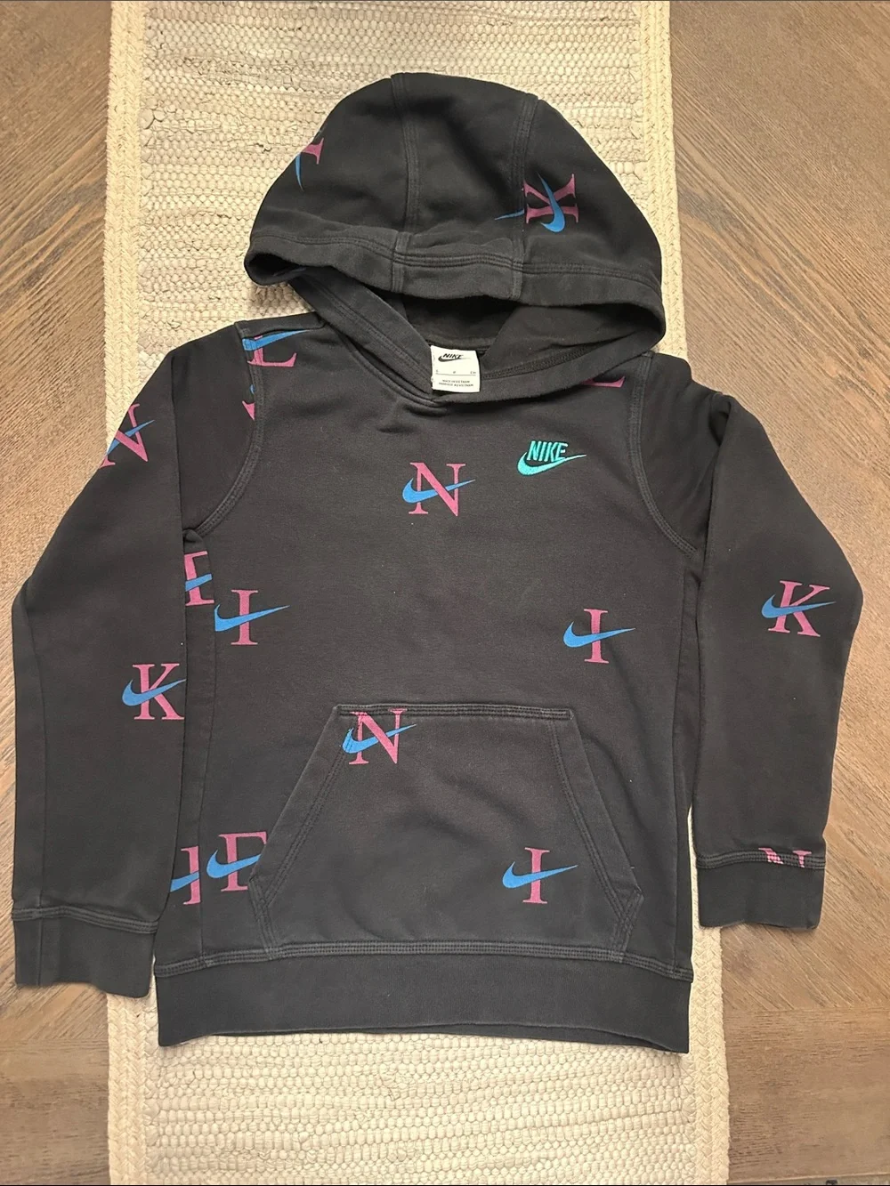 Nike Black Hoodie & Joggers with Purple and Blue Logo Accents - Picture 3 of 6
